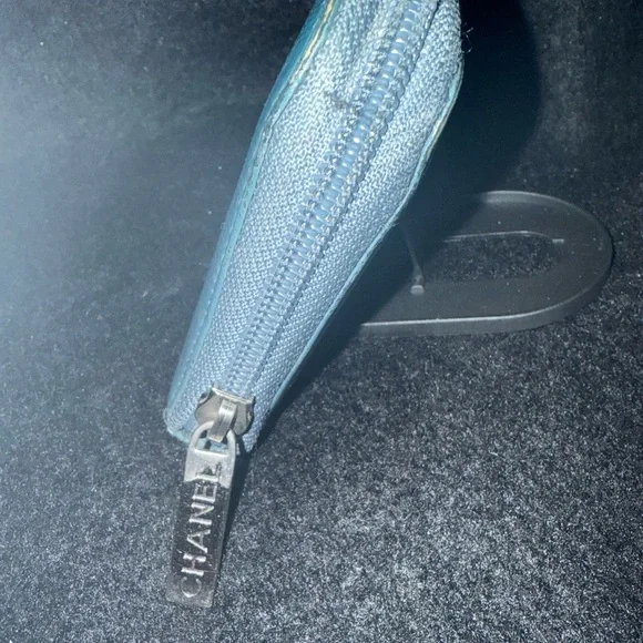 EUC! CHANEL - Blue Caviar Leather CC Timeless Zip Around Organizer Wallet - Picture 10 of 16